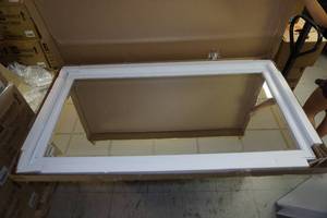 lot 64 image: White Framed Mirror - Beveled Edge