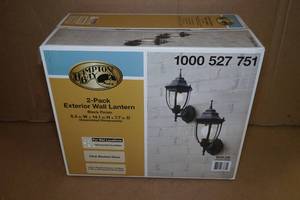 lot 140 image: Hampton Bay 2-Pack Exterior Wall Lantern - Black