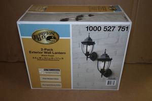 lot 150 image: Hampton Bay 2-Pack Exterior Wall Lantern - Black