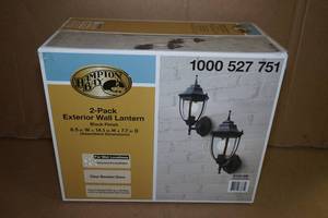 lot 159 image: Hampton Bay 2-Pack Exterior Wall Lantern - Black