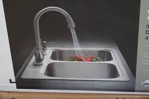 lot 145 image: Kohler Top Mount Kitchen Double Sink - Stainless