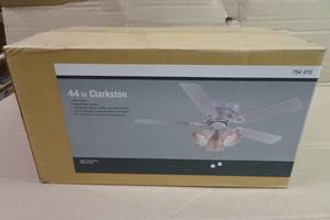 lot 102 image: Hampton Bay 44 Clarkston Ceiling Fan -WhiteBleached Oak