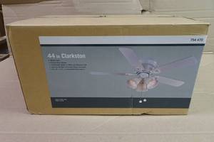 lot 125 image: Hampton Bay 44 Clarkston Ceiling Fan -WhiteBleached Oak