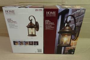lot 166 image: Home Decorators Collection Large Exterior Wall Lanterns -Bronze Finish