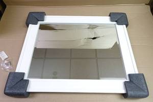 lot 80 image: White Framed Beveled Edge Wall Mirror