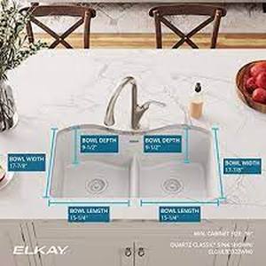 lot 155 image: Elkay Quartz Classic Double Sink
