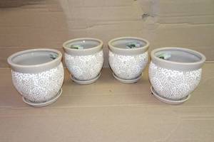 lot 127 image: 7 Ceramic Farrah Planters - Grey - 4 Pack