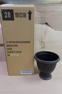 lot 110 image: 6 Pack of 13 Rattan Urn Black Bronze Planters