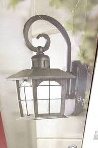 lot 92 image: 3 Home Decorators Collection Motion Sensing Exterior Wall-Mount LED Lanterns -Iron Finish