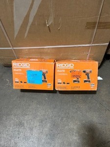 RIDGID 18V Cordless 2-Tool Combo Kit with 12 in. DrillDriver, 14 in. Impact Driver, (2) 2.0 Ah Batteries, Charger, and Bag, Lot of 2 - review all pictures