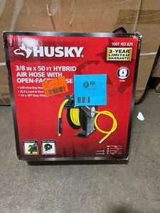 Husky 38 in x 50 Ft Hybrid Air Hose with Open Face Hose Reel, New - Review all pictures