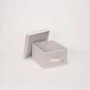 lot 48 image: (5) 6 in. H x 10 in. W x 11 in. D White Canvas Cube Storage Bin