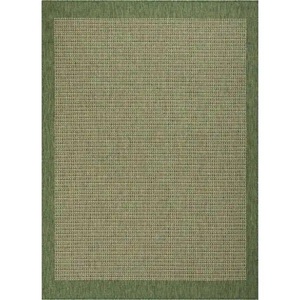 lot 55 image: Well Woven Medusa Odin Green Solid and Striped Border 5 ft. 3 in. x 7 ft. 3 in. IndoorOutdoor Area Rug