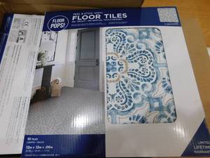 lot 45 image: 12 in. W x 12 in. L Blue Peel and Stick Fontaine Vinyl Tile Flooring (160 sq. ft.)