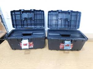 lot 69 image: (2) Husky 16 in. Plastic Portable Tool Box with Metal Latch (1.6 mm) in Black