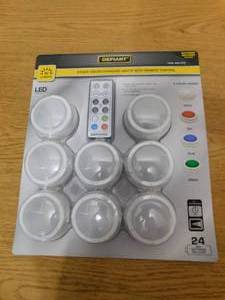 lot 71 image: Defiant LED 30 Lumen Puck Lights with Remote Control (8-Pack)