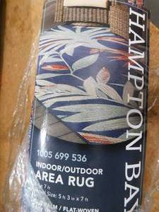 lot 58 image: Hampton Bay Blue Palm 5 ft. x 7 ft. IndoorOutdoor Area Rug