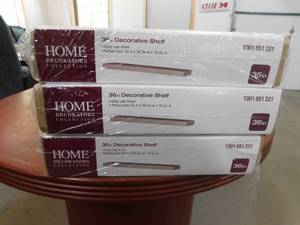 lot 86 image: (3) Home Decorators Collection Chicago 10 in. W x 36 in. D Floating Grey Oak Decorative Ledge