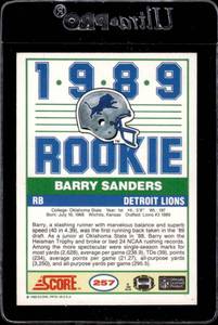 lot 61 image: 1989 Score Barry Sanders Rookie Card #257