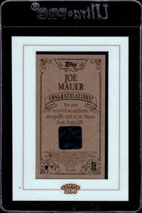 lot 66 image: 2002 Topps 206 Joe Mauer Autographed Framed Mini Rookie Card