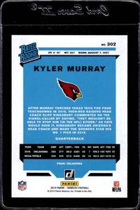 lot 72 image: 2019 Donruss Kyler Murray Rookie Card #302