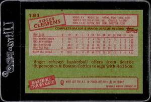lot 79 image: 1985 Topps Roger Clemens Rookie #181