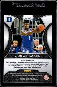 lot 93 image: 2019 Prizm Draft Zion Williamson Rookie #64