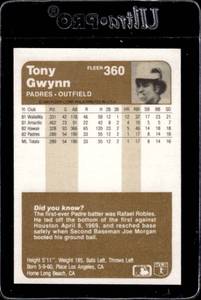 lot 99 image: 1983 Fleer Tony Gwynn Rookie #360