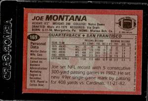 lot 43 image: 1983 Topps Joe Montana #169