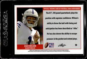 lot 46 image: 2021 Leaf Pro Set Blue Silver Zach Wilson Rookie #99 Serial #4450