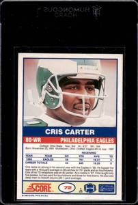 lot 144 image: 1989 Score Cris Carter Rookie #72