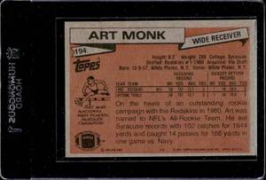 lot 145 image: 1981 Topps Art Monk Rookie #194