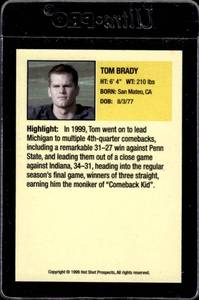 lot 164 image: 1999 Hot Shot Prospects Tom Brady Rookie