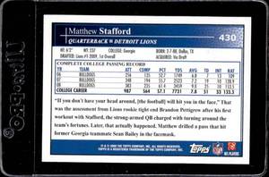 lot 165 image: 2009 Topps Matthew Stafford Rookie #430