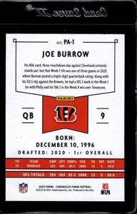 lot 172 image: 2020 Panini Joe Burrow Rookie #PA-1