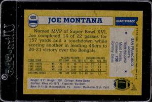 lot 184 image: 1982 Topps Joe Montana #488 2nd Year