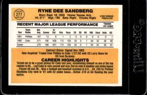 lot 186 image: 1983 Donruss Ryne Sandberg Rookie #277