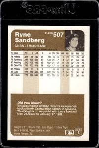 lot 189 image: 1983 Fleer Ryne Sandberg Rookie #507