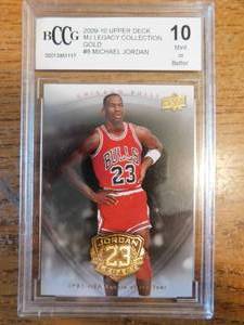 lot 51 image: BCCG 10 Mint 2009-10 Upper Deck MJ Legacy Gold Michael Jordan #8