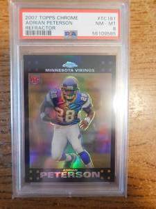 lot 52 image: PSA 8 2007 Topps Chrome Refractor Adrian Peterson Rookie #TC181