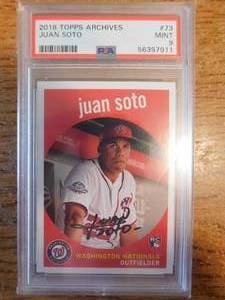 lot 53 image: PSA 9 Mint 2018 Topps Archives Juan Soto Rookie #73