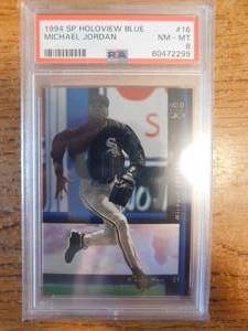 lot 54 image: PSA 8 1994 SP Holoview Blue Michael Jordan Rookie #16