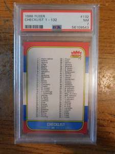 lot 83 image: PSA 7 1986 Fleer Checklist #132