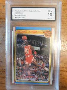 lot 22 image: PGA 10 Gem Mint 1988 Fleer Michael Jordan #120