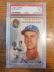 lot 192 image: PSA 5.5 1954 Topps Bob Keely #176