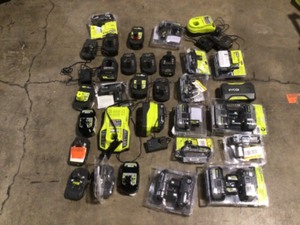 Lot of Assorted Batteries and Chargers by Ryobi Customer Returns see Terms on Auction