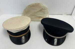 Pair Of Vintage Fire Chief Hats&nbsp And One Protective Cover