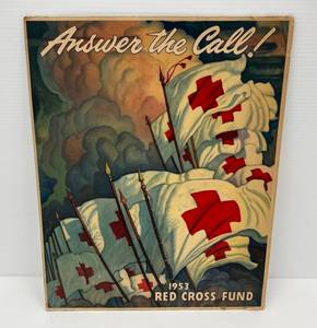 1953 Original Red Cross Poster Artist N.C. Wyeth Answer The Call Red Cross Fund