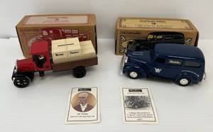 Pair Of Ertl Collectibles Die-Cast Car Banks (With Key) Watkins