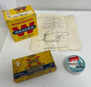 Group Of Vintage Ammo Including Winchester Ranger X Blank Loads (Full Box One Missing), Western Super X 32 Remington (SILVER TIP) 12 total And Beeman Precision Wadcutters Airgun Pellets
